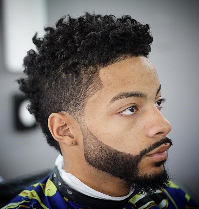 FroHawk sur cheveux curly + Contours - Coupe de cheveux homme