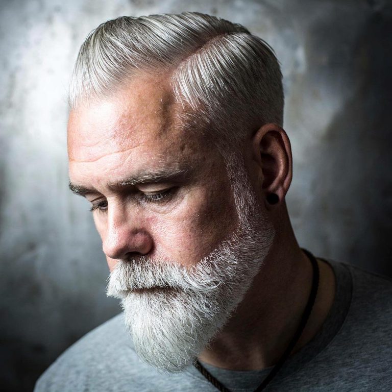 Side Part Pompadour + Barbe