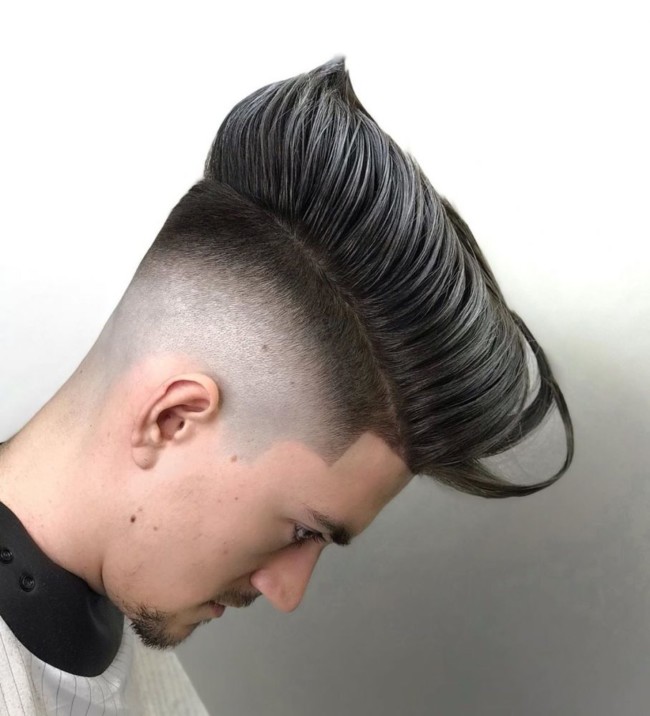 Pompadour Créatif + Dégradé Haut - Coupe de cheveux homme