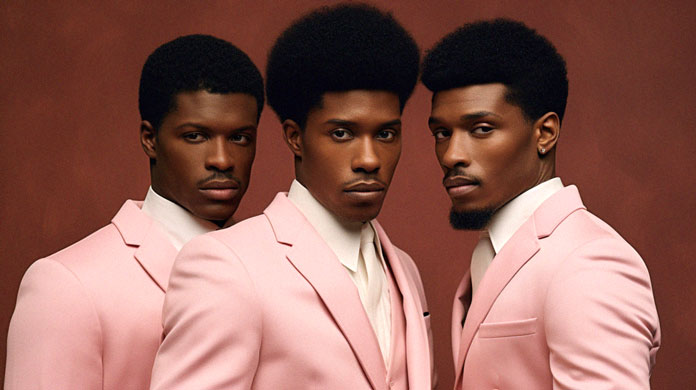 trois hommes aux cheveux afro
