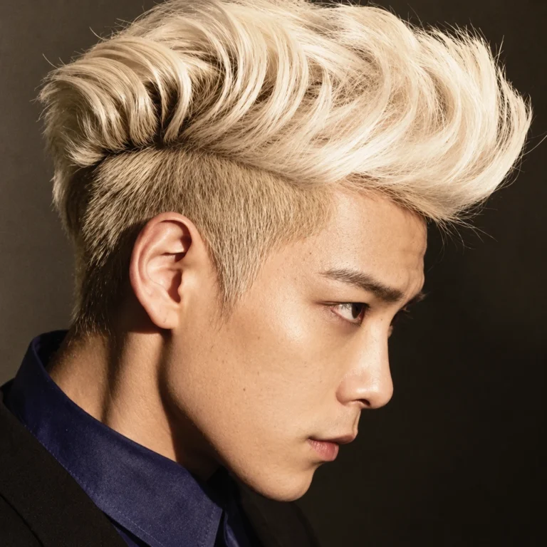 Pompadour blond avec undercut marqué
