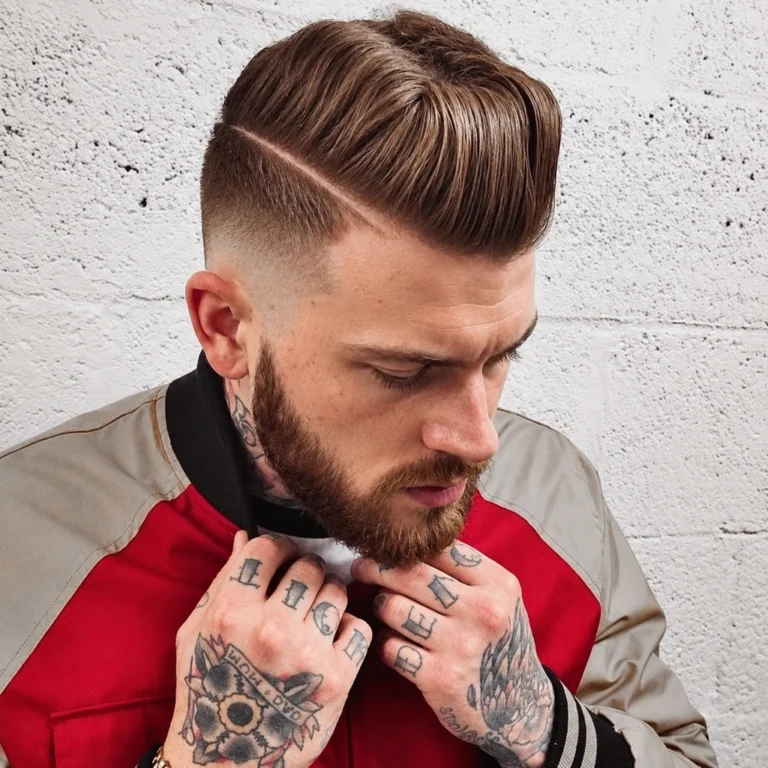 Pompadour bicolore à mèche décentrée
