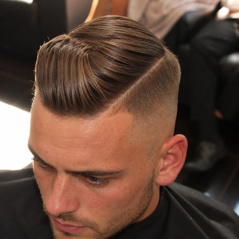 Pompadour compact avec side part