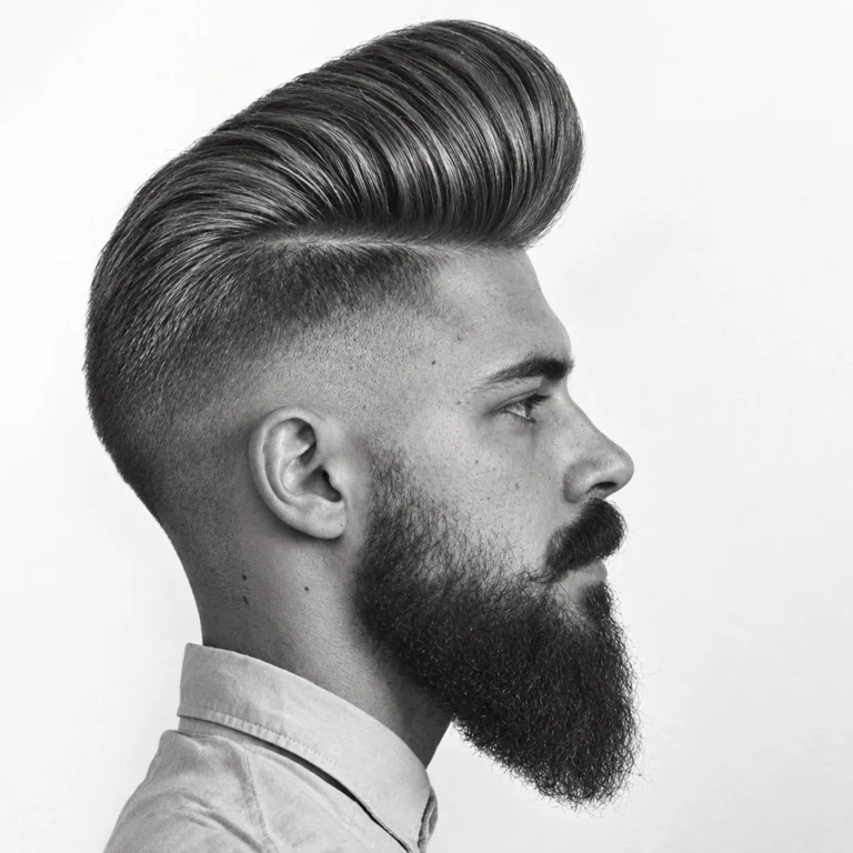 Pompadour peigné et barbe pleine