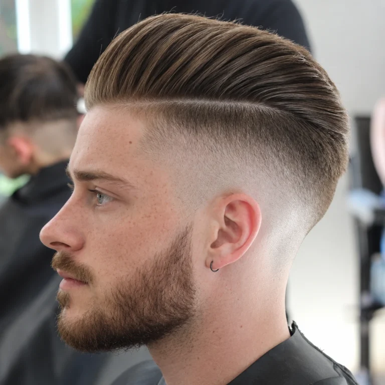 Pompadour brun et barbe séparée