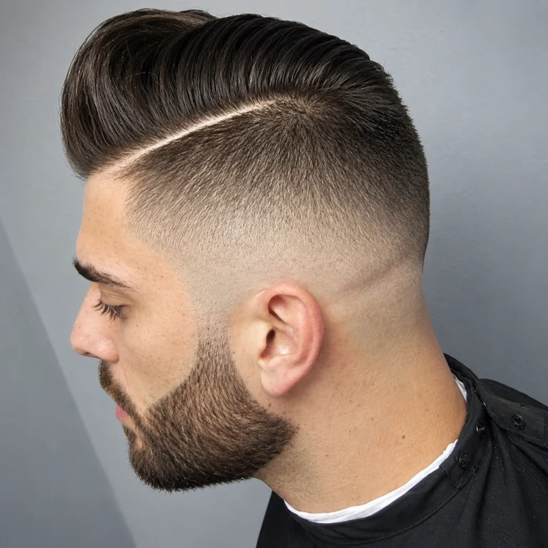 Pompadour latéral avec raie nette