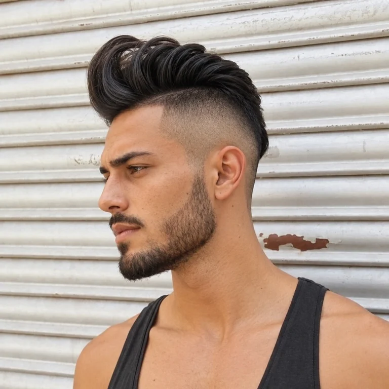 Pompadour central à allure faux hawk