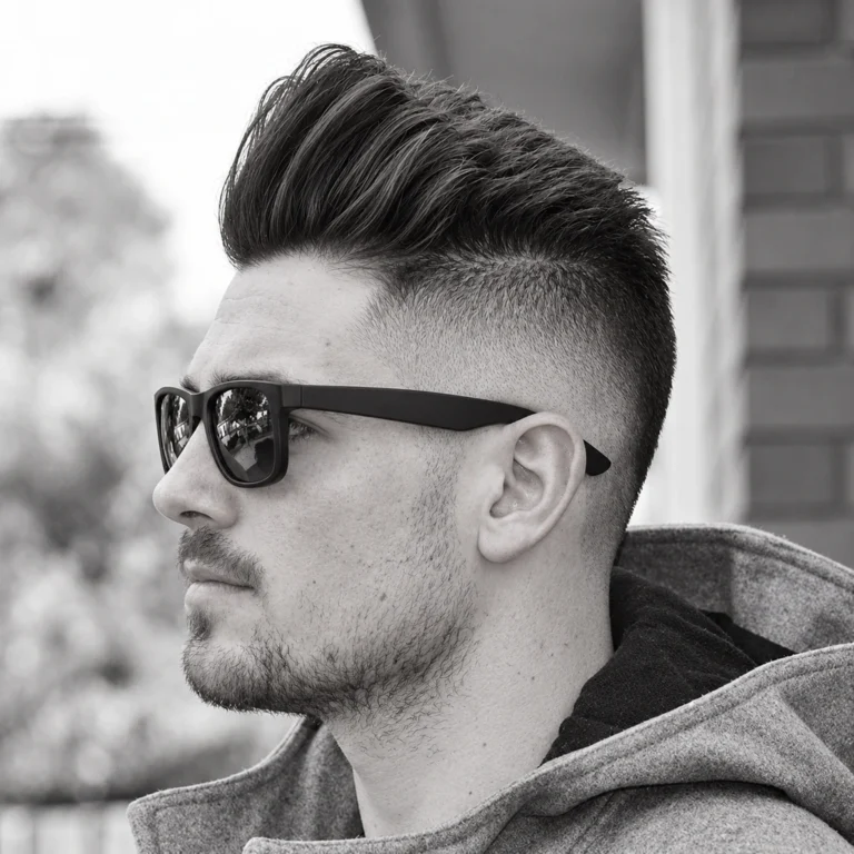 Pompadour court à profil incliné