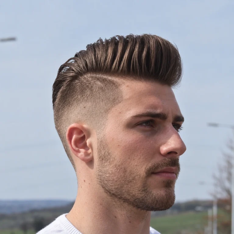 Pompadour étroit et côtés très courts