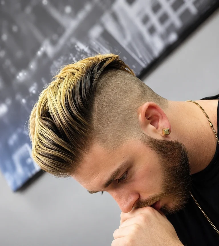 Undercut brun aux pointes dorées