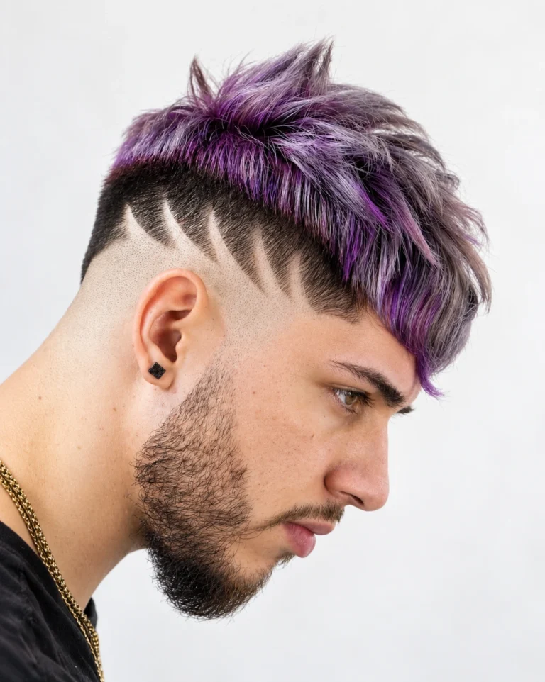 Crop violet et motifs rasés