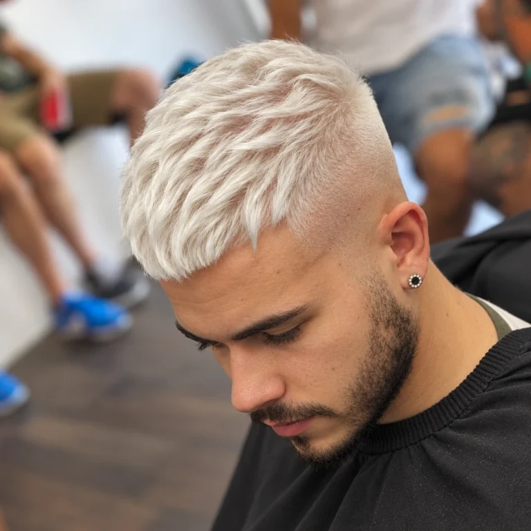 Crop blond pâle à texture courte
