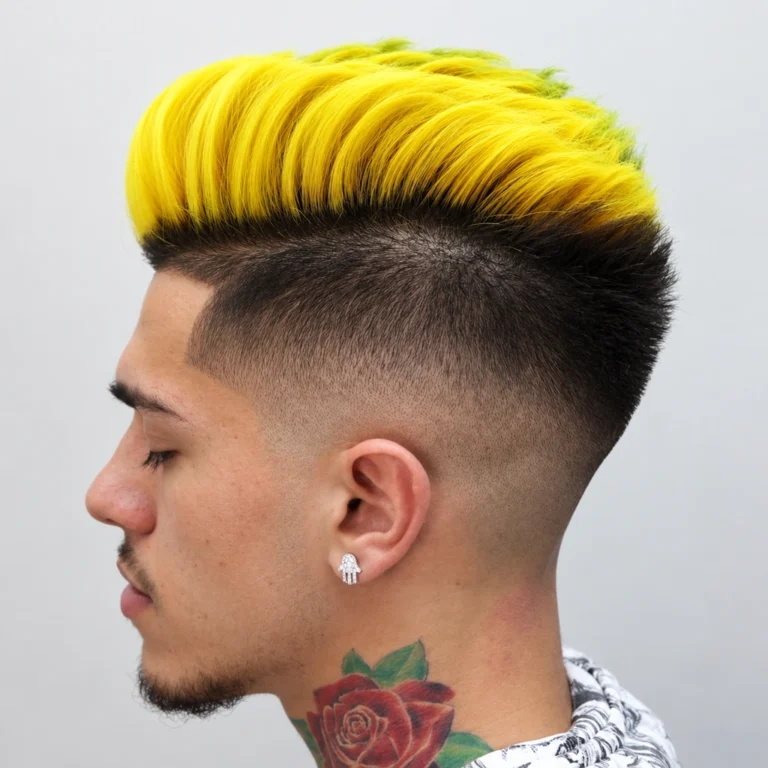 Pompadour jaune sur base sombre