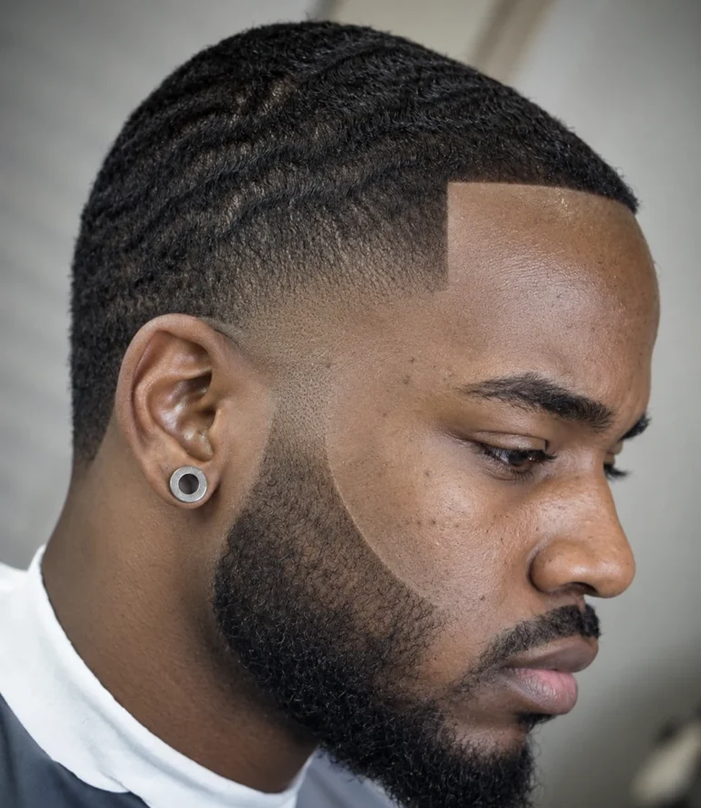 Buzz cut + Contours et barbe déconnectée