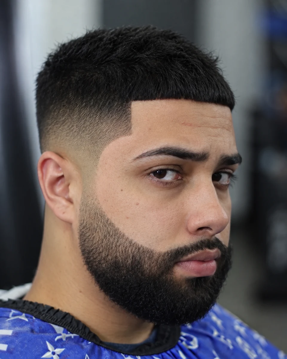 Crew cut + Dégradé haut + Contours