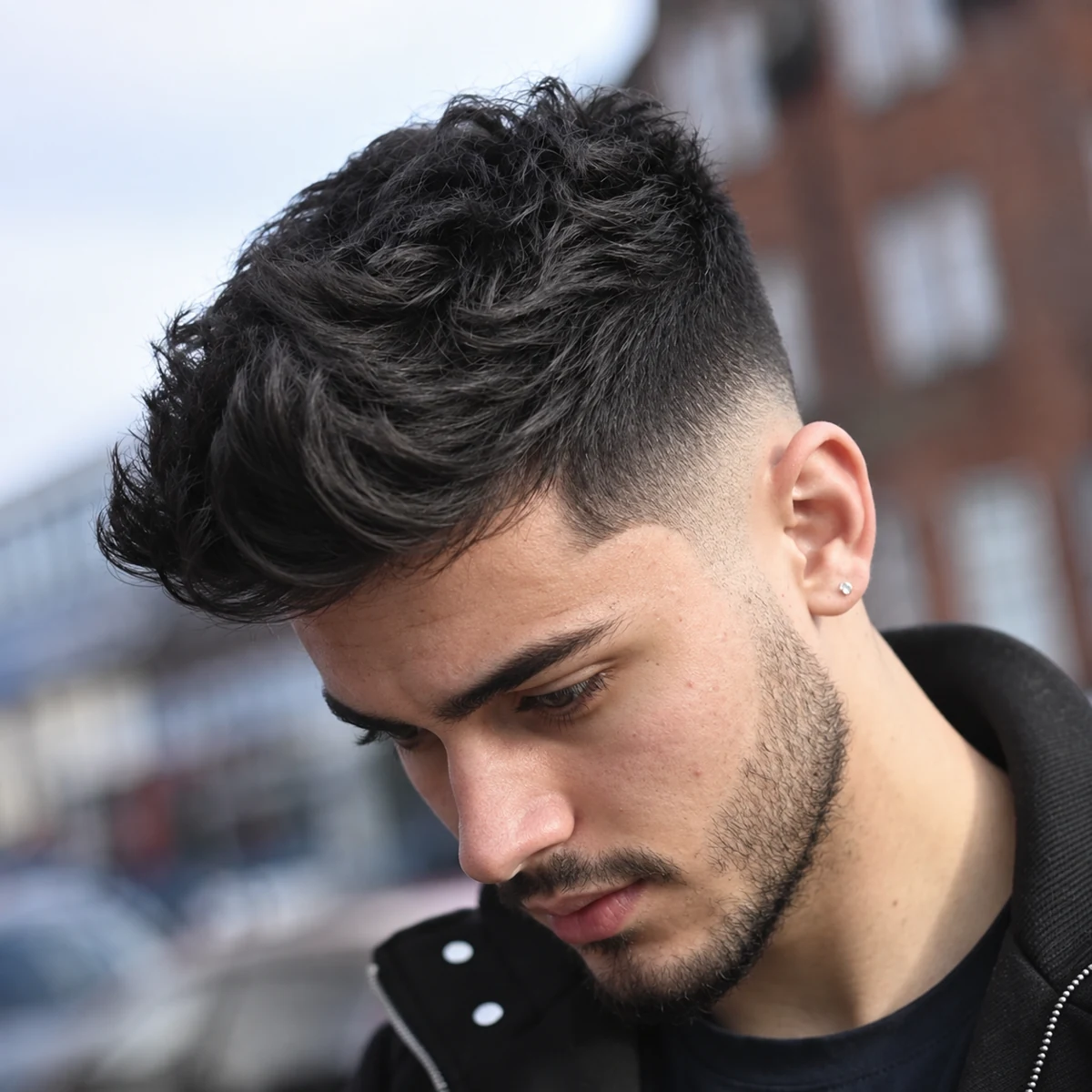 Quiff texturé + Dégradé bas