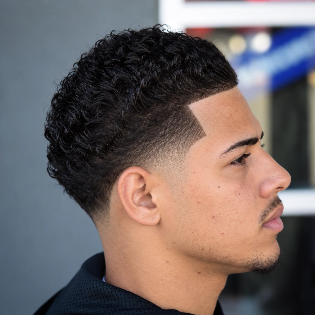 Cheveux texturés + Dégradé aux tempes et à la nuque + Contours