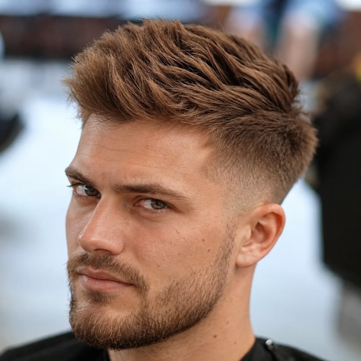 Quiff texturé + Dégradé moyen