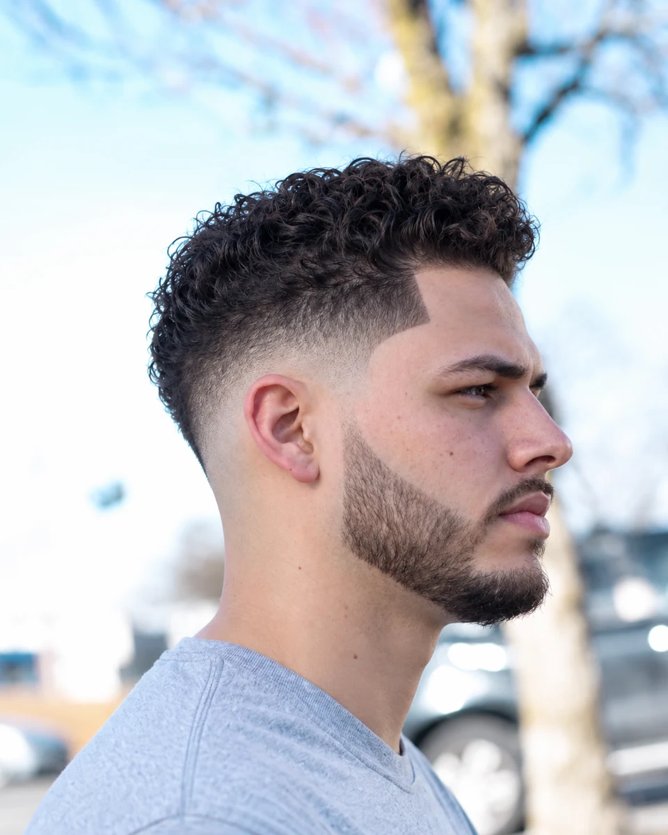 Cheveux texturés + Dégradé à blanc + Contours