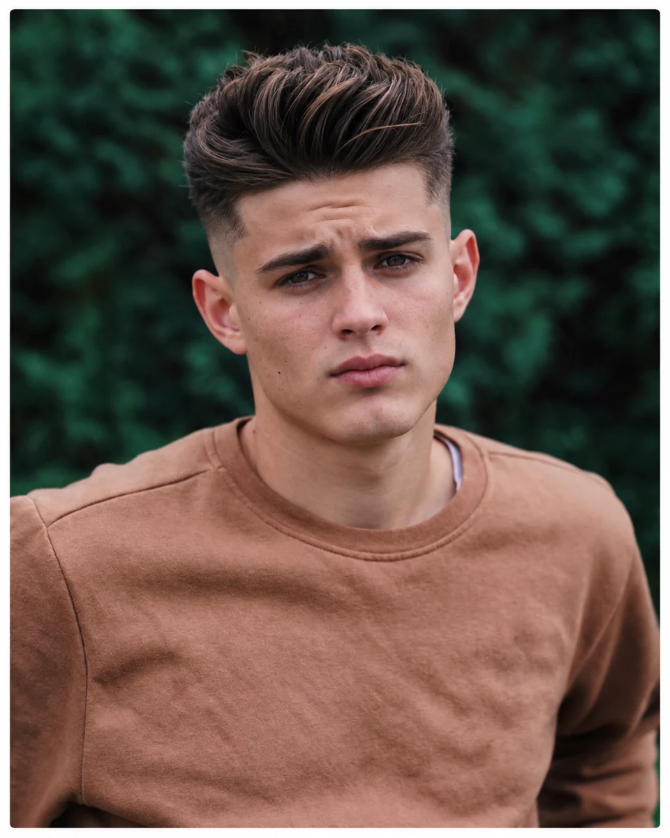 Side Part Pompadour Texturé