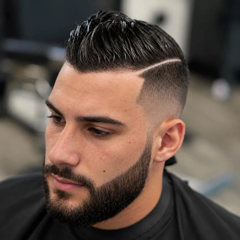 Side part sur cheveux gominés + Dégradé haut
