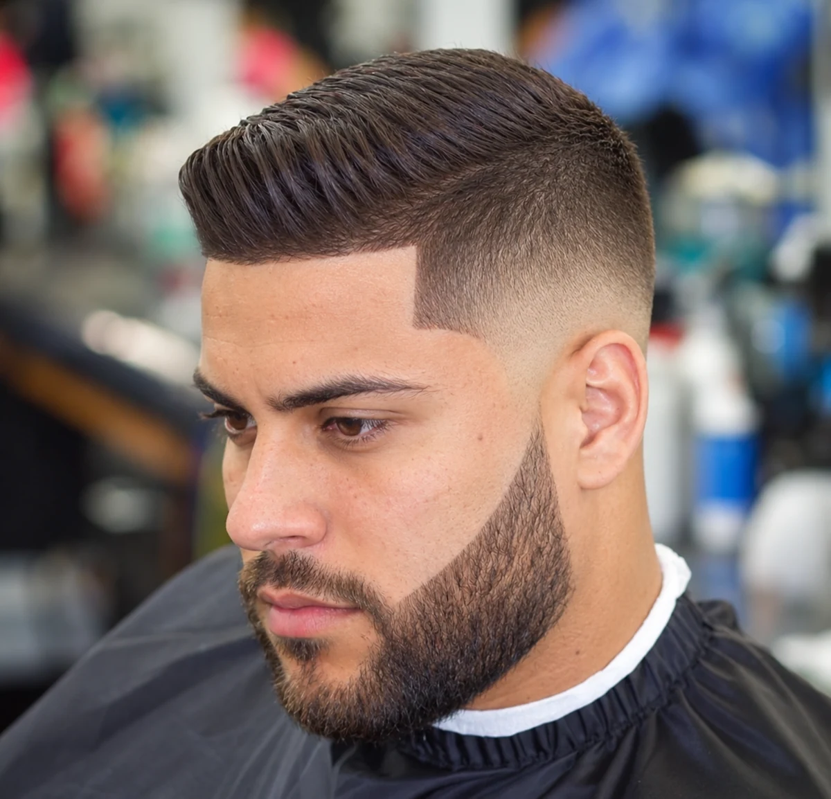 Comb Over + Dégradé bas + Contours