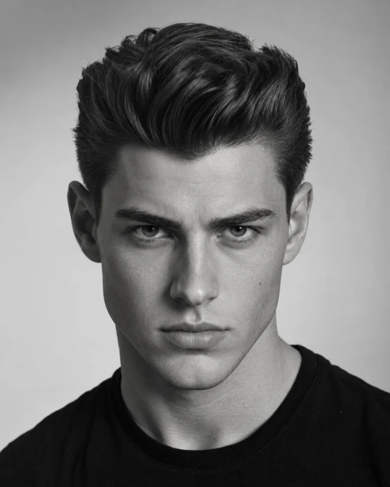 Cheveux mi-longs brossés en arrière