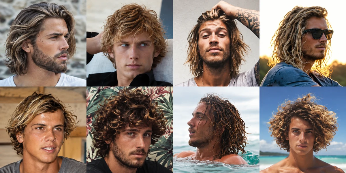 Huit exemples de cheveux mi-longs, ondulés, bouclés ou en locs