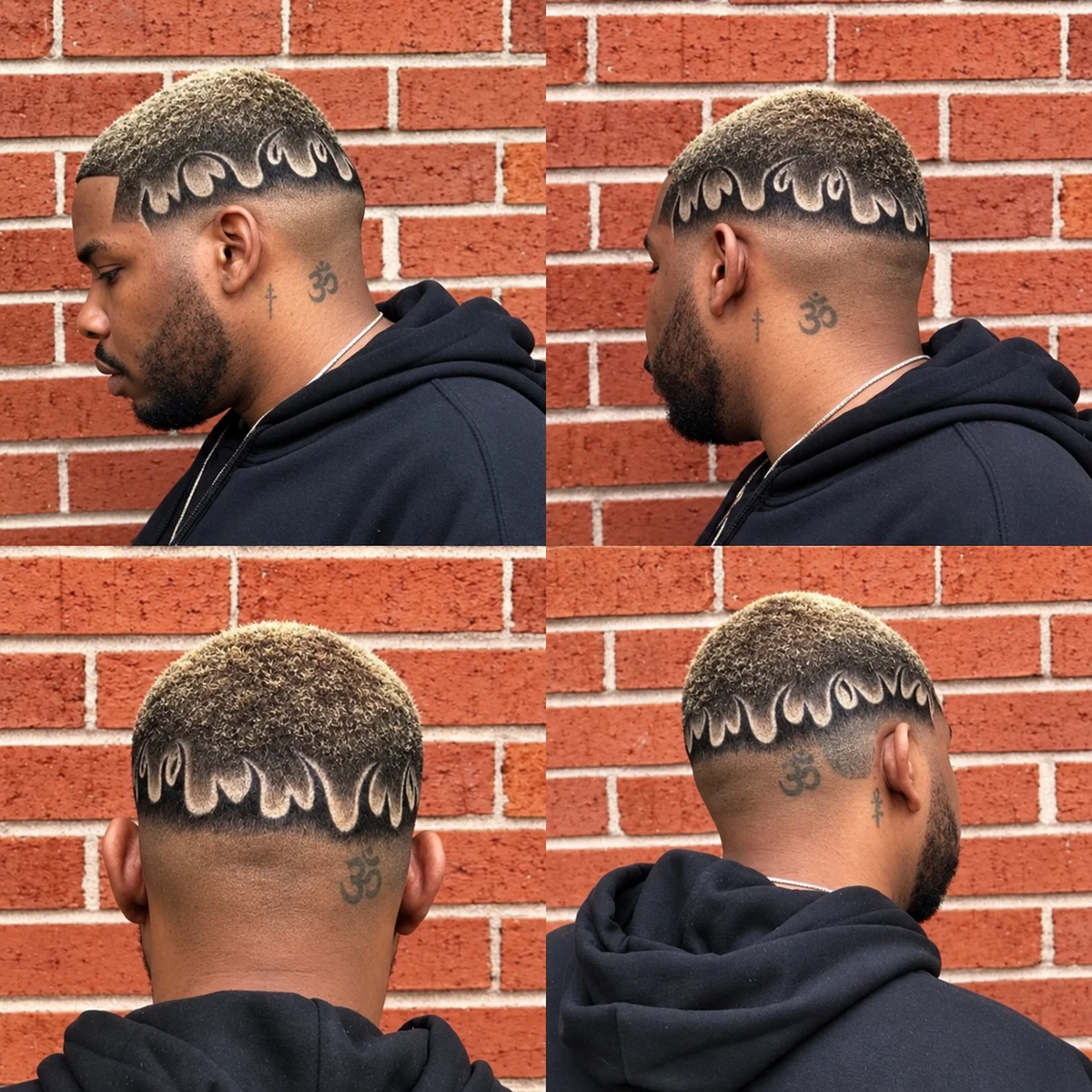 Cheveux courts avec motif de flammes rasées