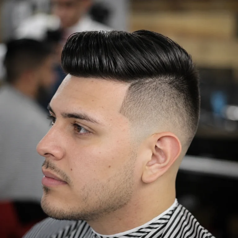 Pompadour lisse avec dégradé haut