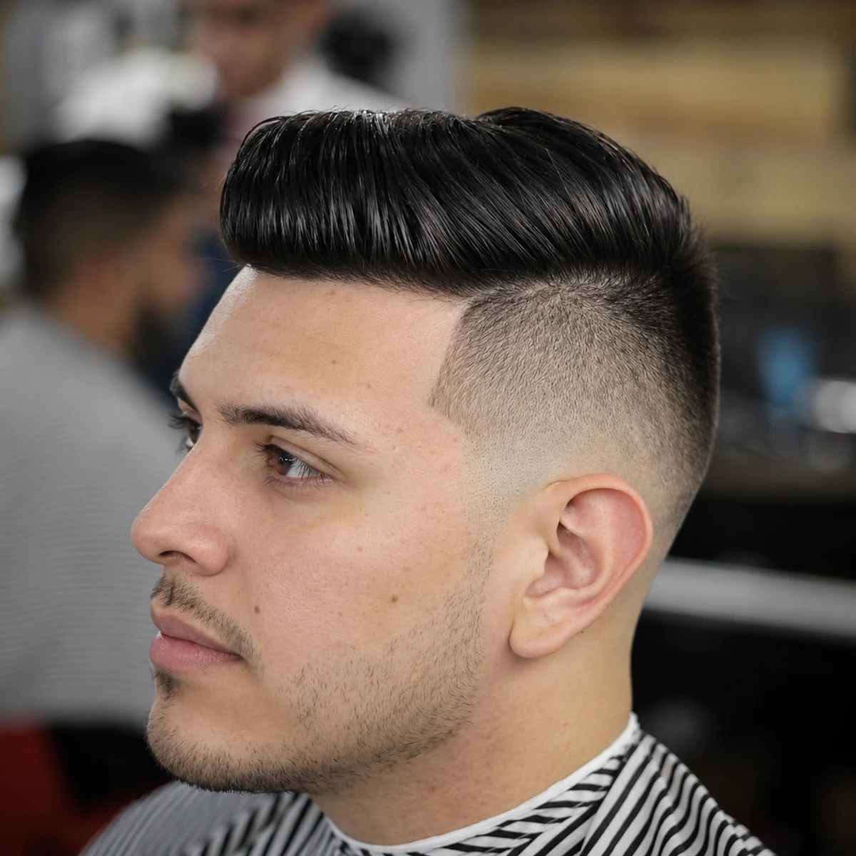 Pompadour lisse avec dégradé haut