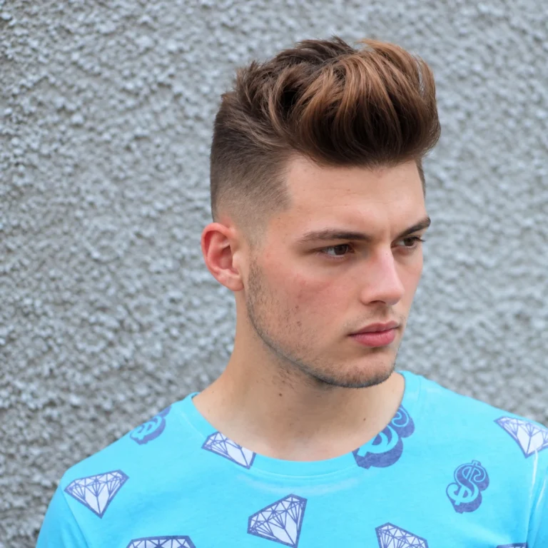 Quiff blond volumineux avec dégradé
