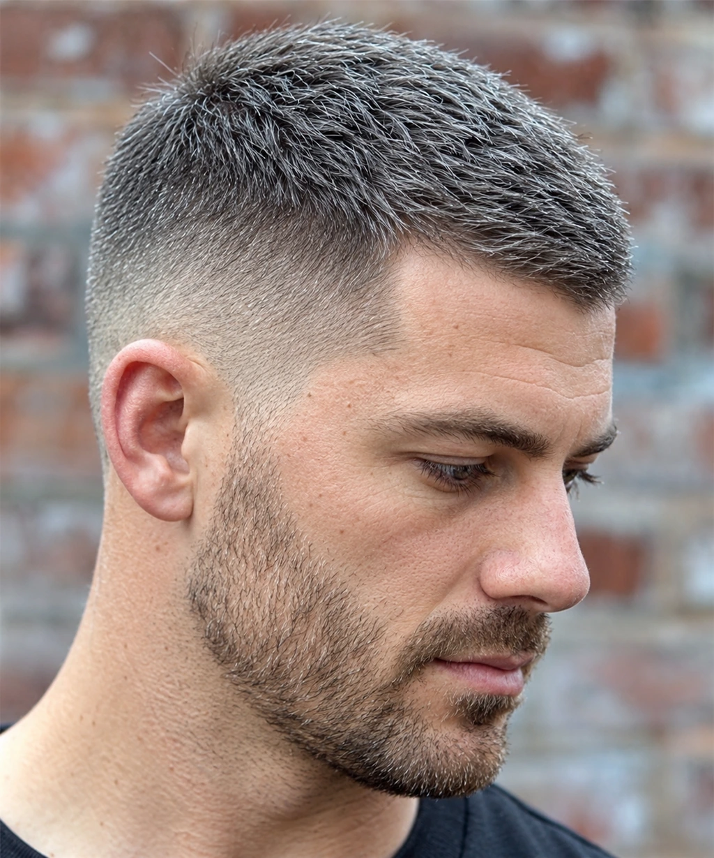 Crew cut poivre et sel à texture souple