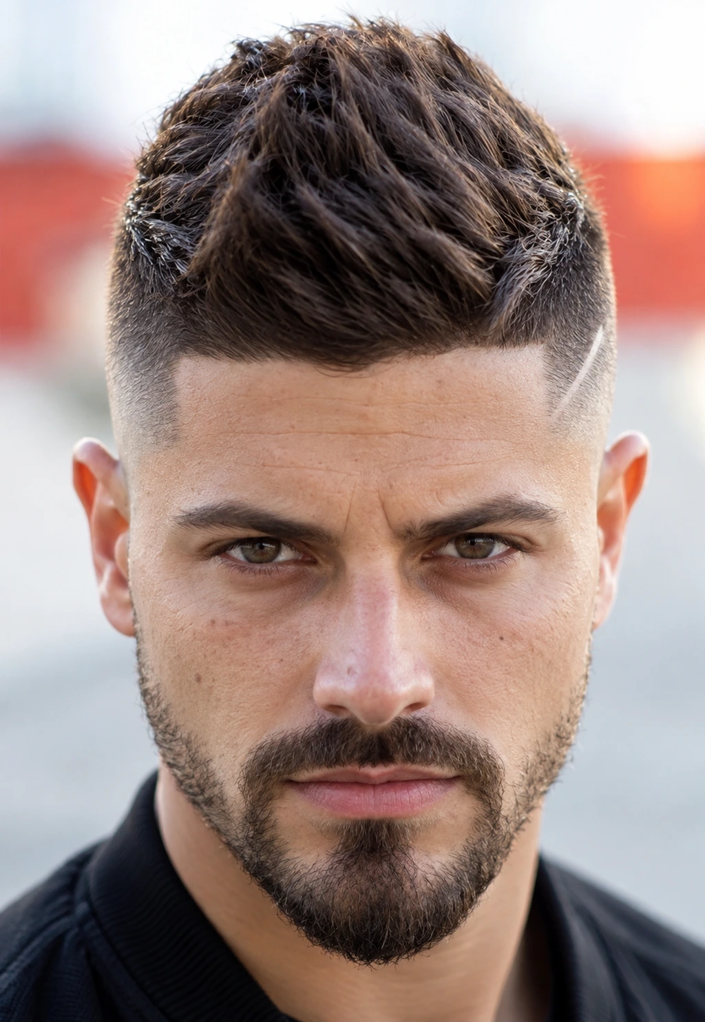 Faux hawk court avec ligne rasée latérale