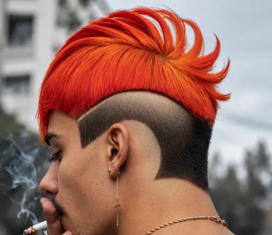 Frange orange et panneau latéral sculpté