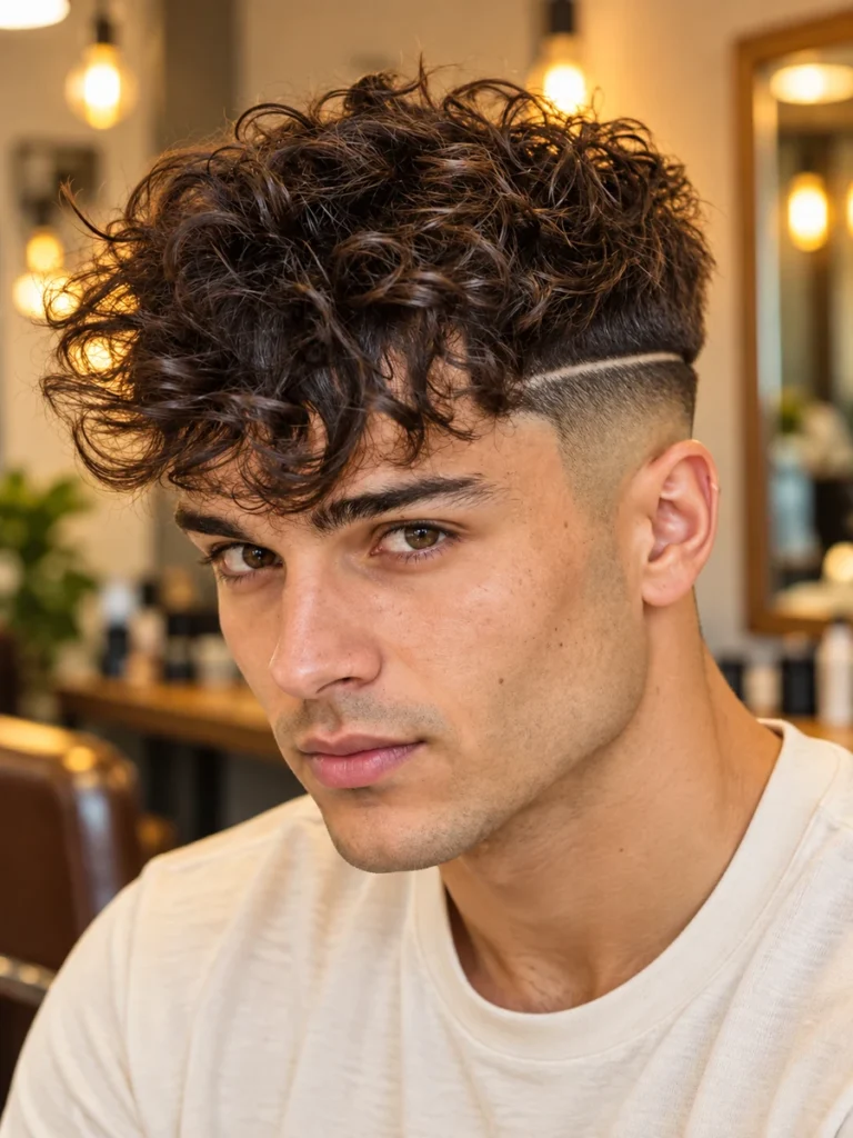 Boucles souples avec ligne rasée au-dessus du fondu latéral